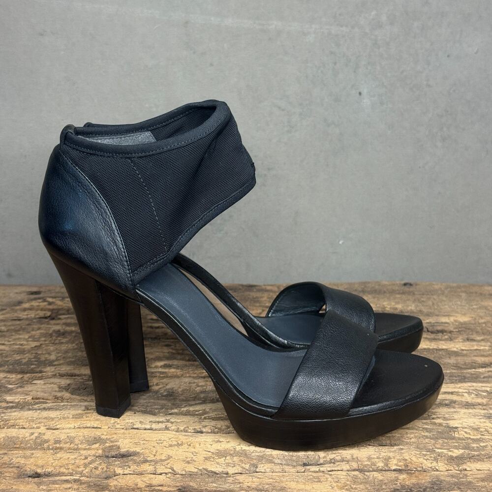 Stuart Weitzman Chusi Black Ankle Cuff Platform Sandal Size 9 Narrow Spain